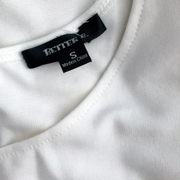 Better B. Ivory Bodycon Dress Decorative Shoulders - Picture 7 of 8